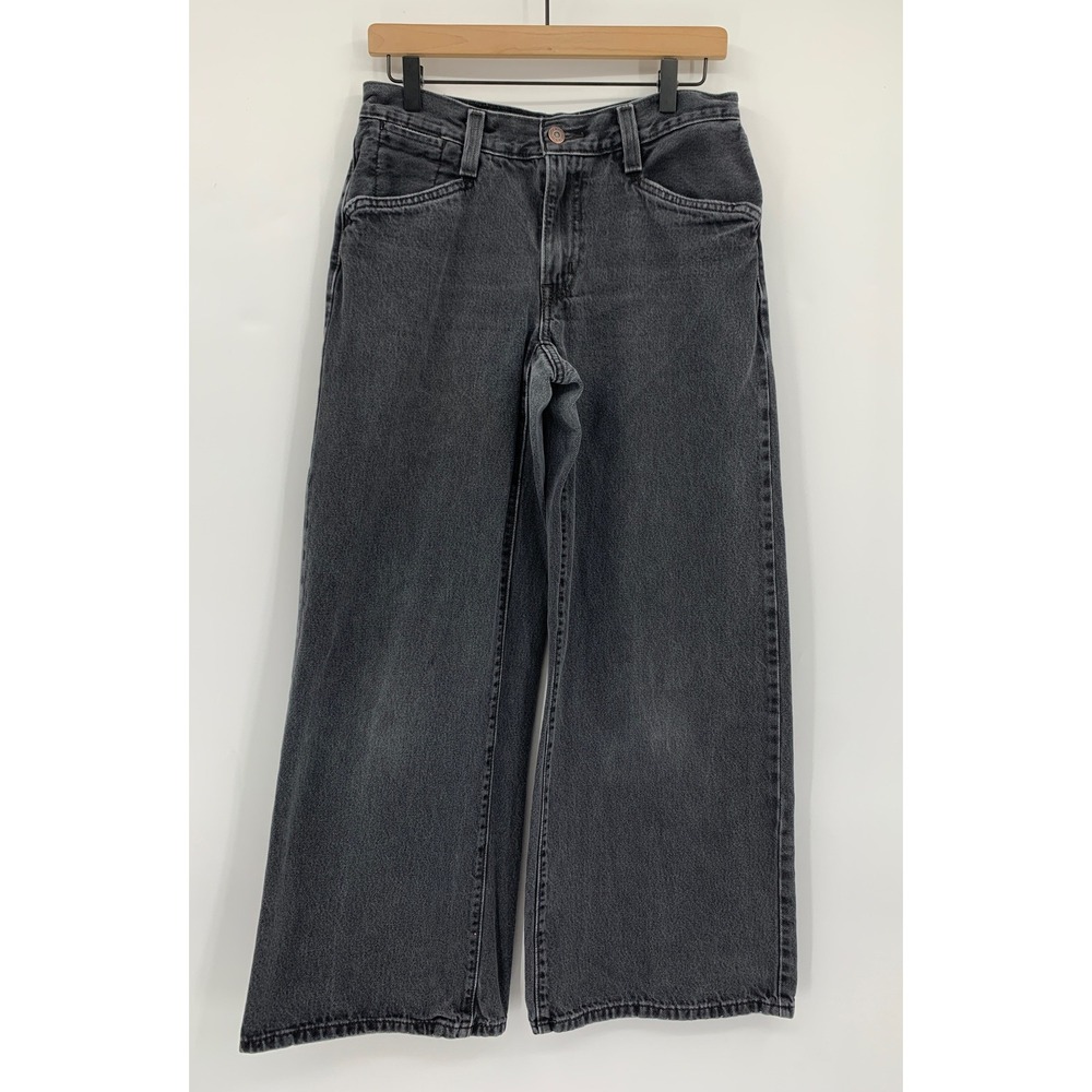 Levis Wide Leg Jeans Womens 27 Black 94 Baggy Wide Leg Cotton Denim Pants